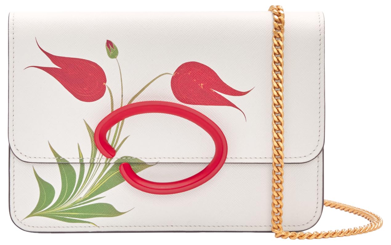 Oscar de la Renta, Tulip Printed O Pochette, Ivory Multi