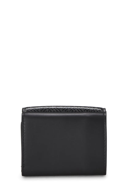 Fendi, Pre-Loved Black Zucchino Leather Trifold Wallet, Black