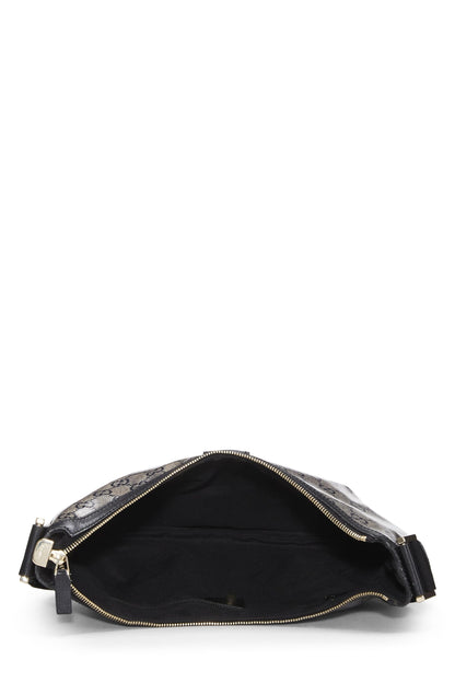 Gucci, sac messager rond en toile noire avec cristaux, d'occasion, noir