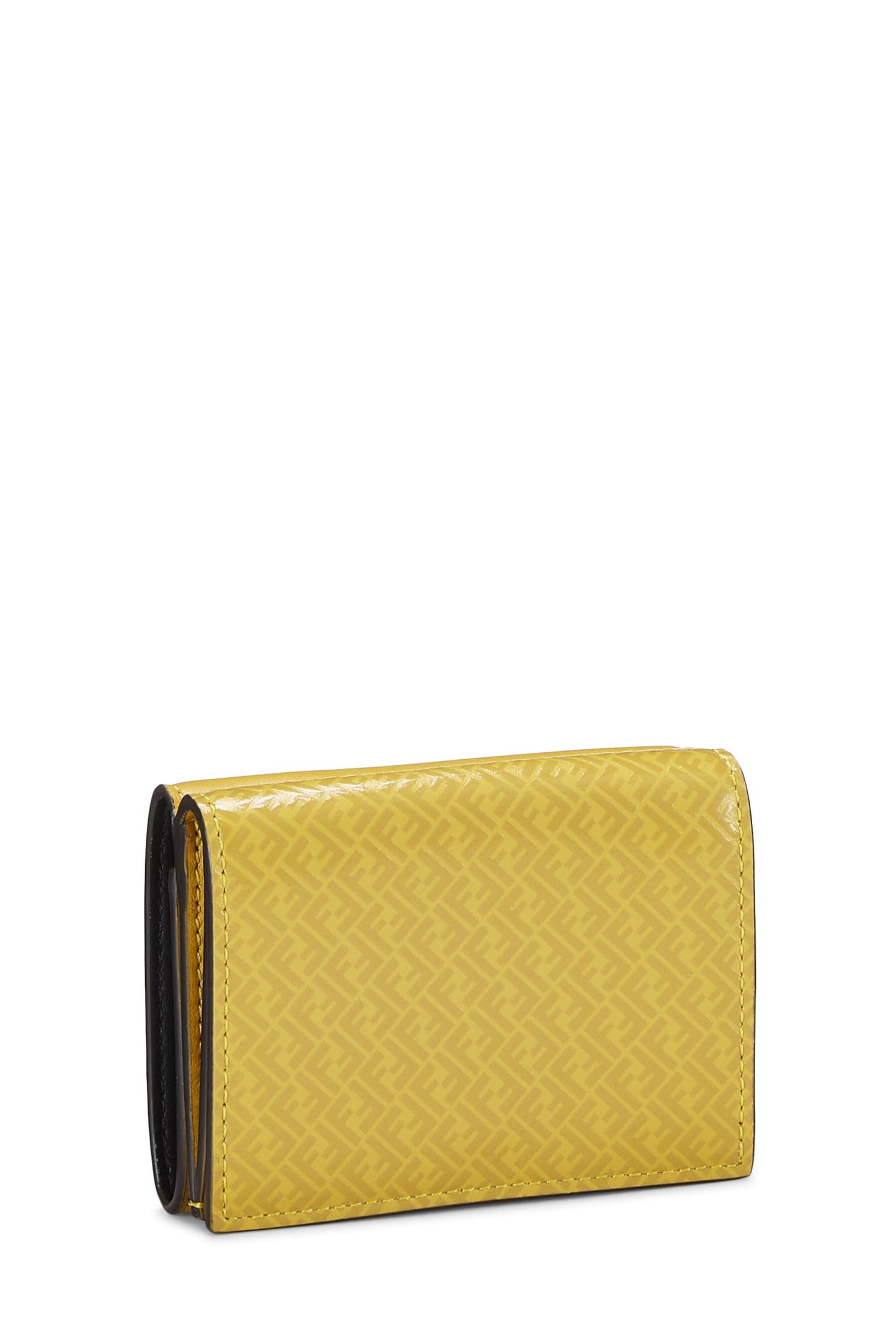 Fendi, Pre-Loved Yellow Zucchino Leather Trifold Wallet, Yellow