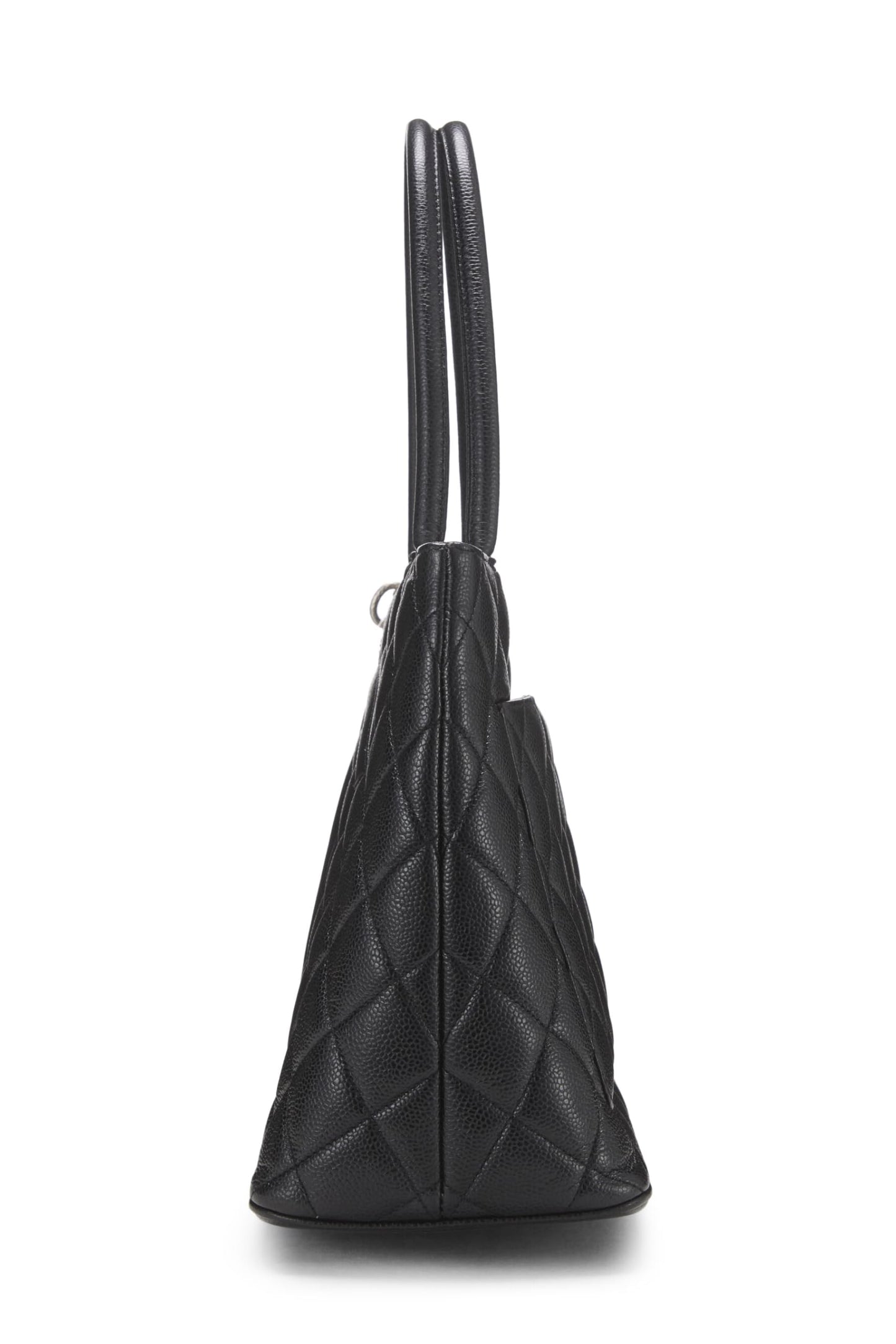 Chanel, Pre-Loved Black Quilted Caviar Medallion Tote, Black