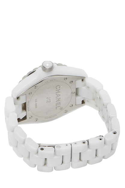 Chanel, Montre J12 en céramique blanche d'occasion 38 mm, blanche