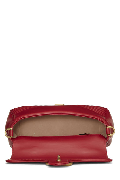 Gucci, Pre-Loved Red Leather GG Marmont Top Handle Bag Small, Red