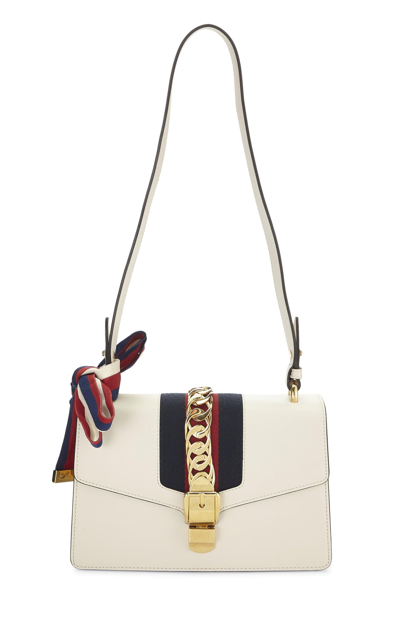 Gucci, Bolso de hombro Sylvie de cuero blanco Pre-Loved, Blanco