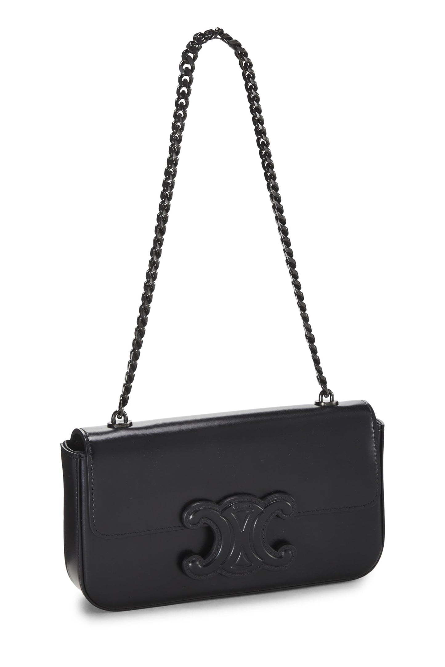 Céline, sac à bandoulière Claude Chain en cuir de veau noir d'occasion, noir