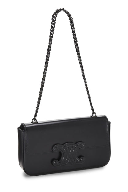 Céline, Pre-Loved Black Calfskin Claude Chain Shoulder Bag, Black