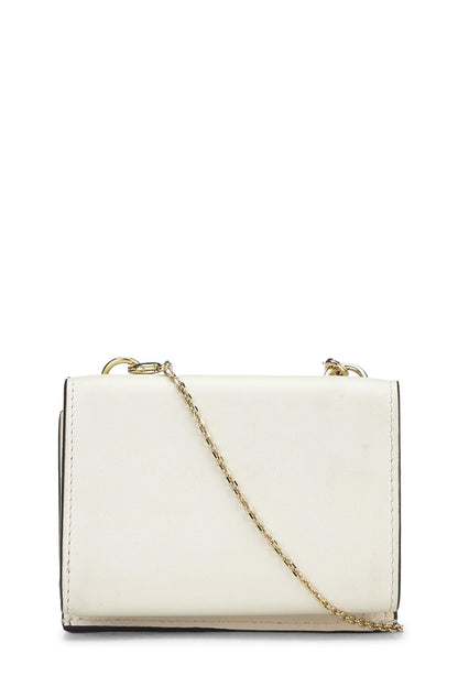 Fendi, Cartera compacta Roma de cuero blanco con cadena Pre-Loved, Blanco