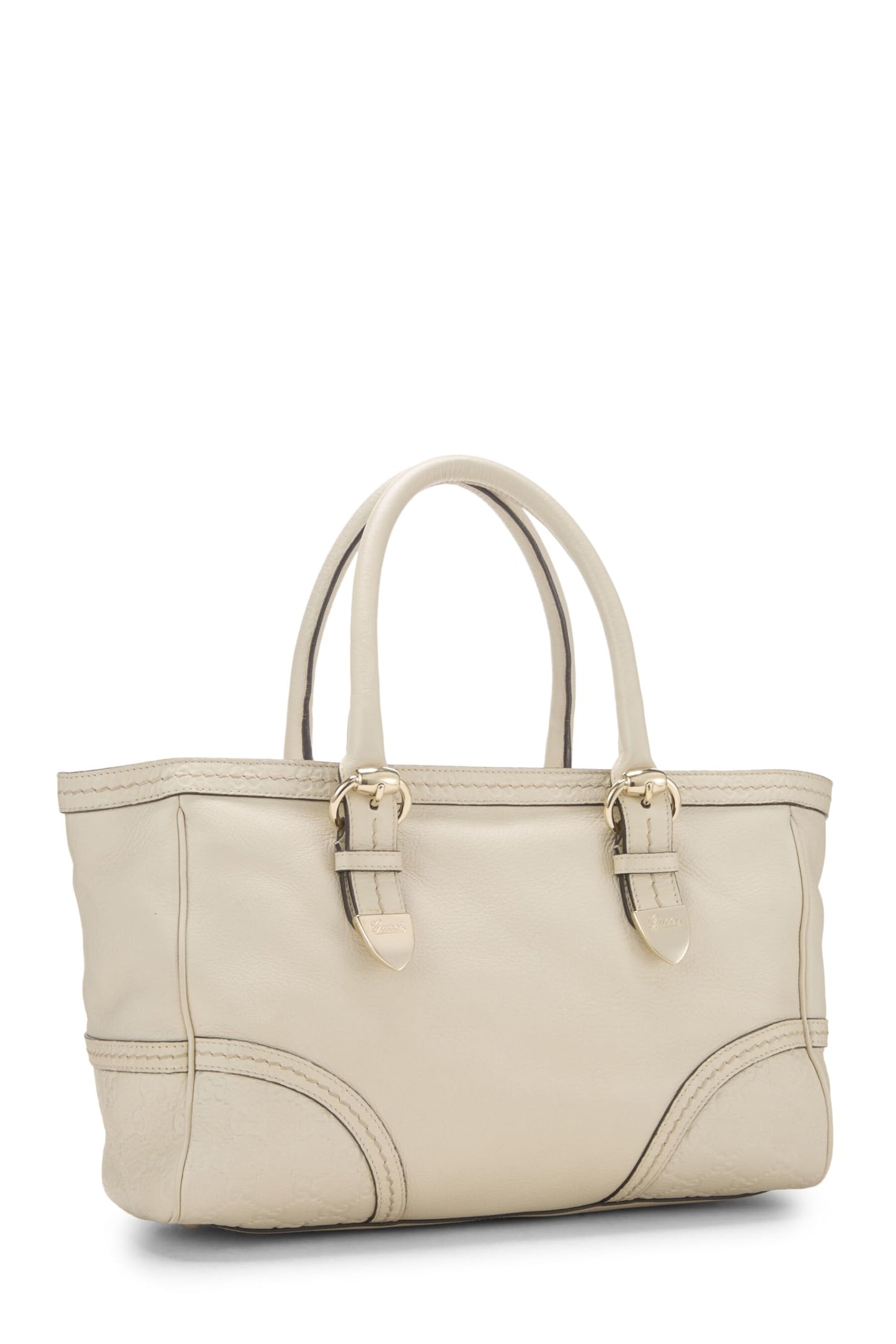 Gucci, Bolso tote Signora de cuero color crema Pre-Loved, Blanco