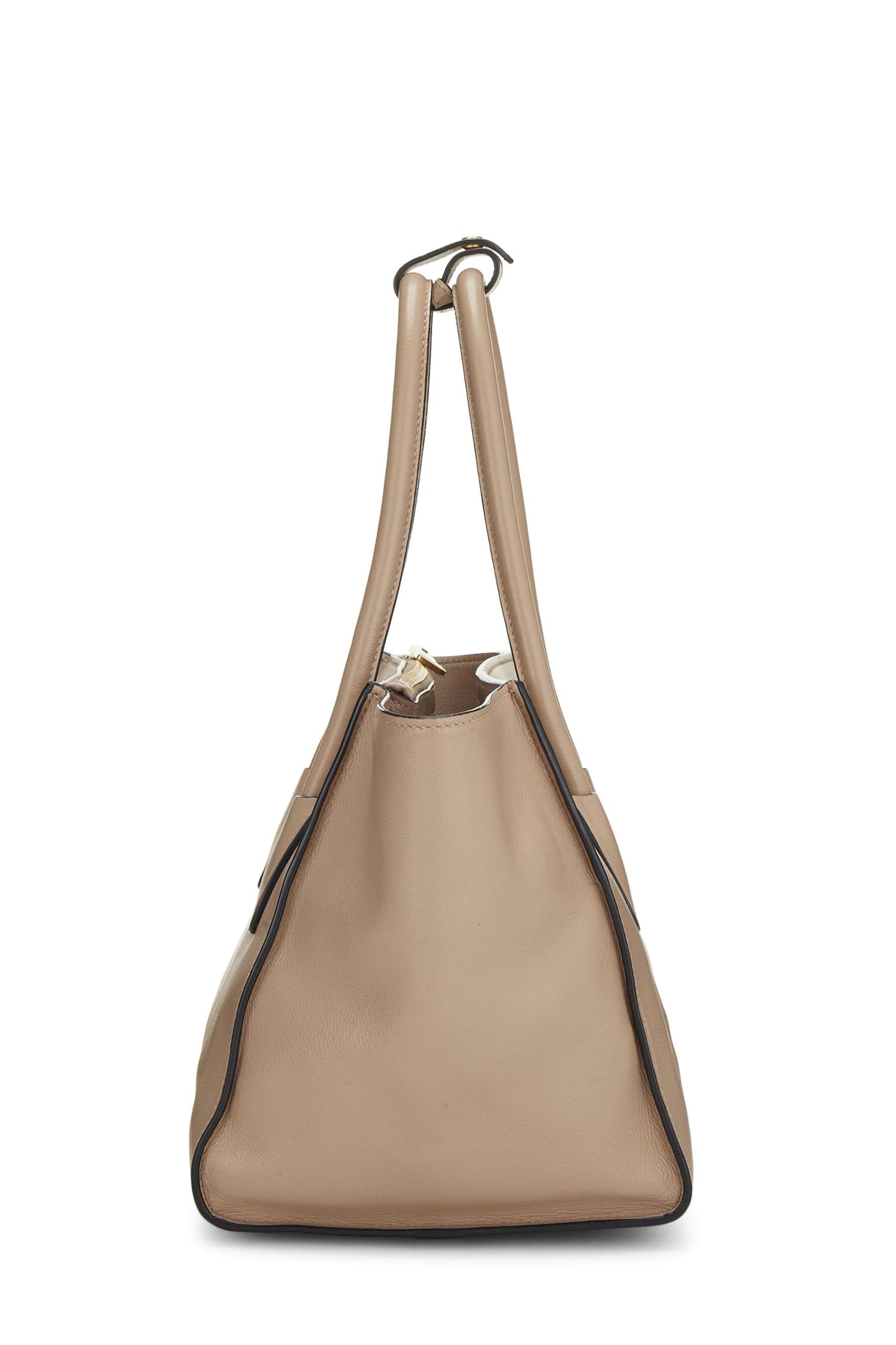 Prada, Cabas trapèze Vitello Daino beige pré-aimé, Beige