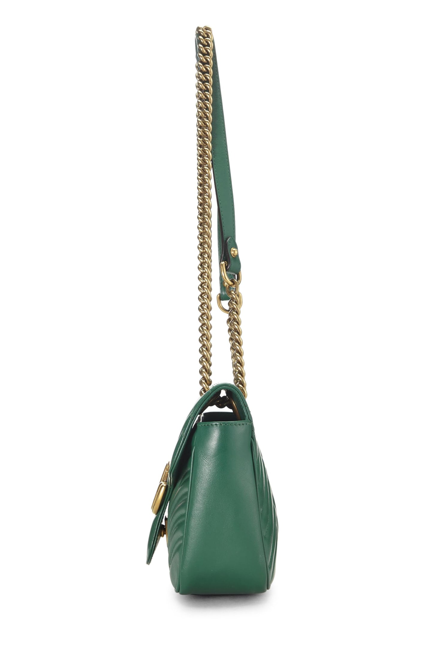 Gucci, sac à bandoulière GG Marmont en cuir vert d'occasion, petit modèle, vert