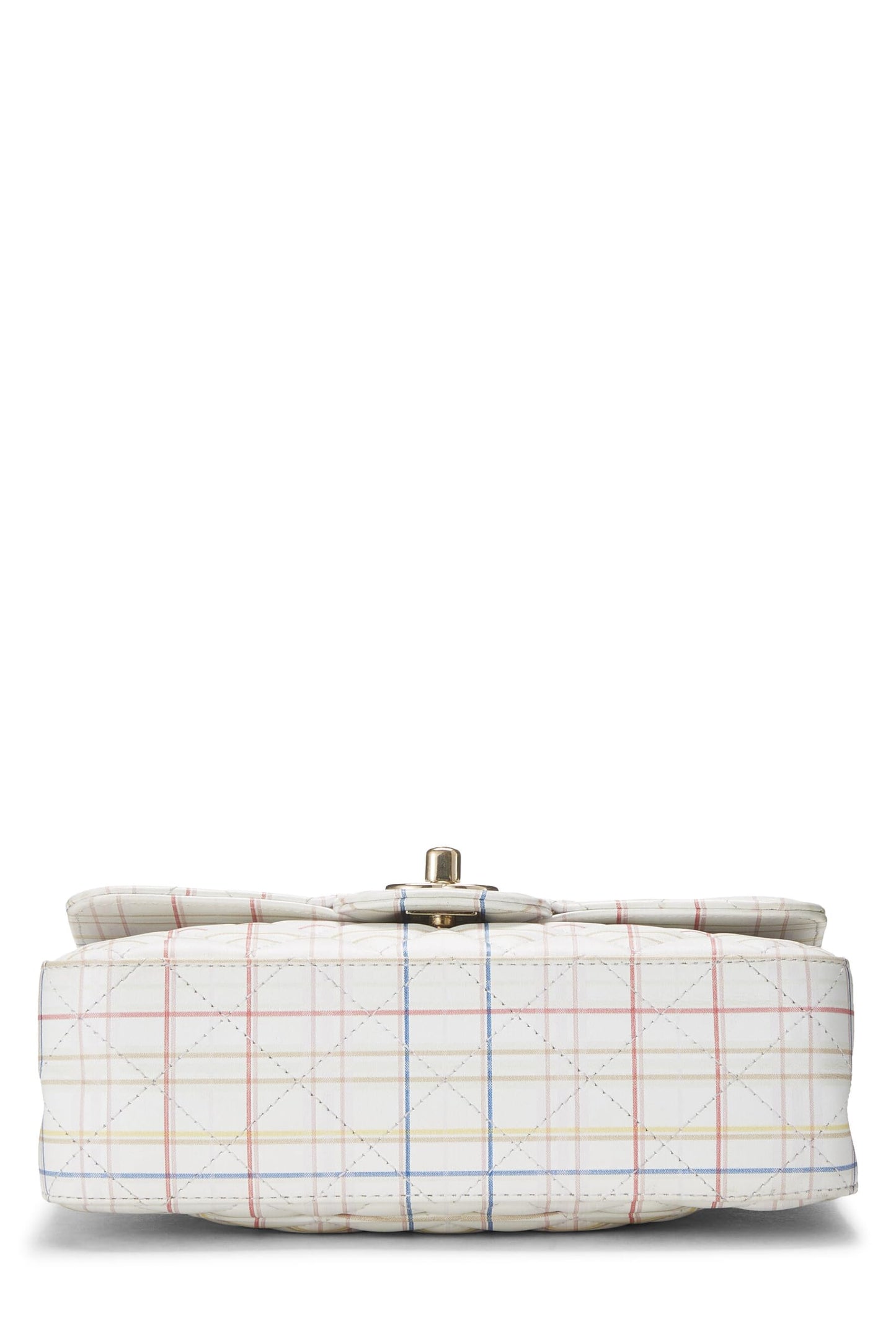 Chanel, Mini sac à rabat rectangulaire en cuir de veau à carreaux blanc et multicolore d'occasion, multicolore