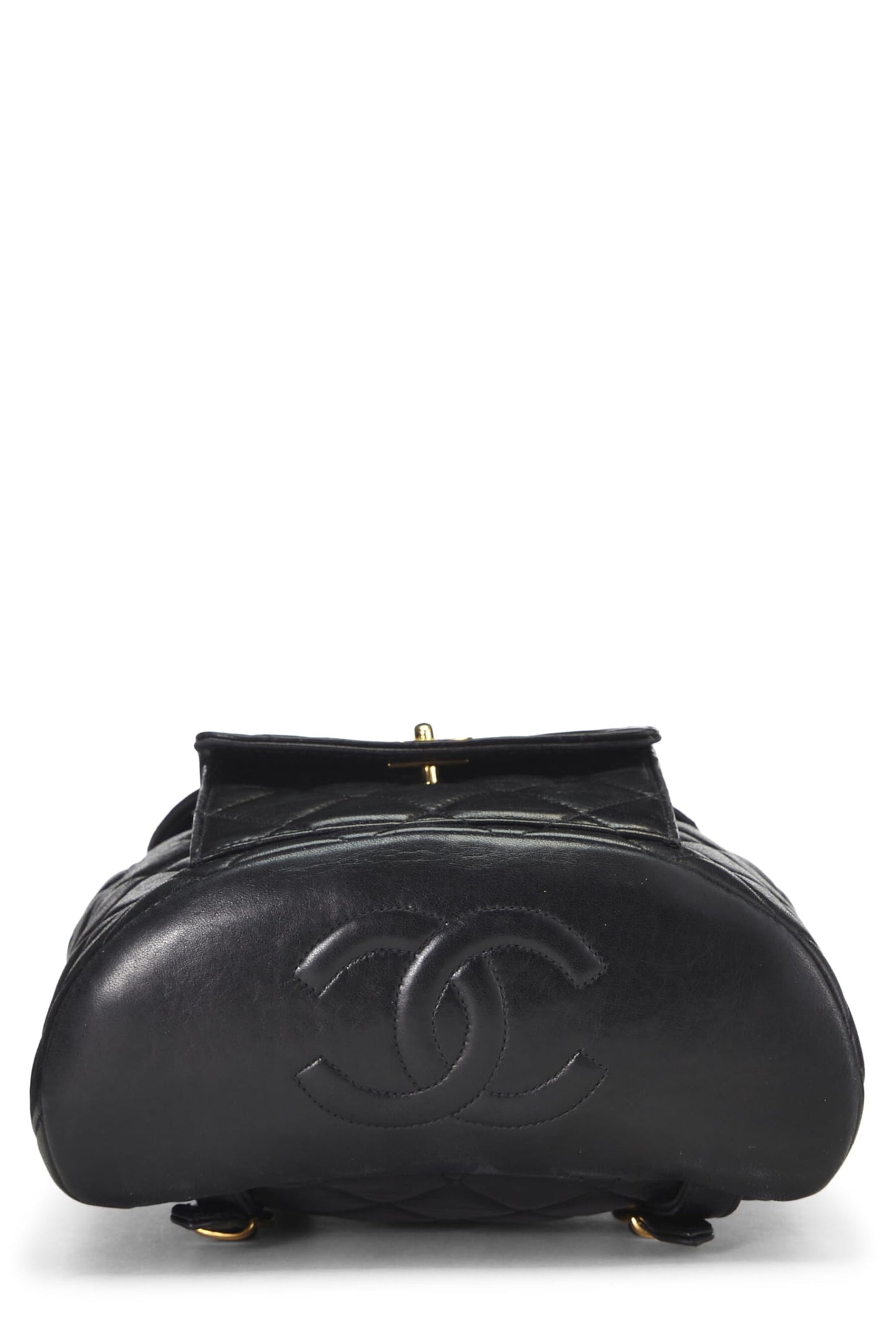 Chanel, sac à dos classique en cuir d'agneau matelassé noir d'occasion, noir