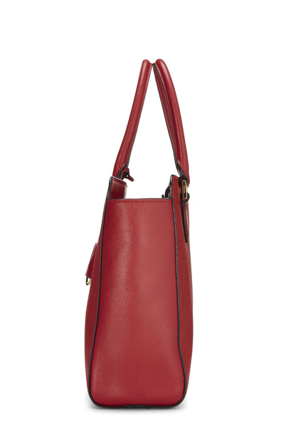 Prada, sac à main convertible en cuir Saffiano rouge d'occasion, petit modèle, rouge