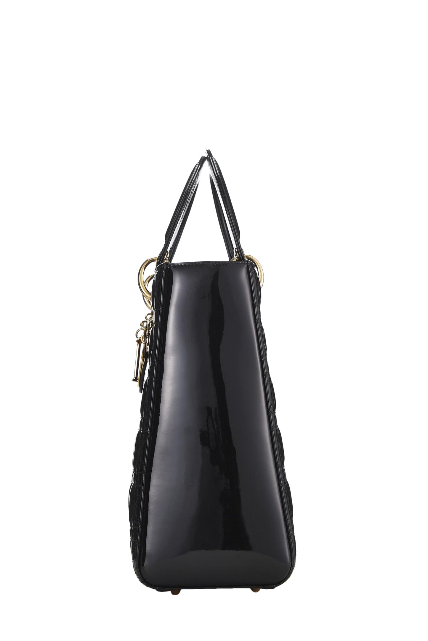 Dior, Lady Dior Large en cuir verni noir Cannage d'occasion, noir