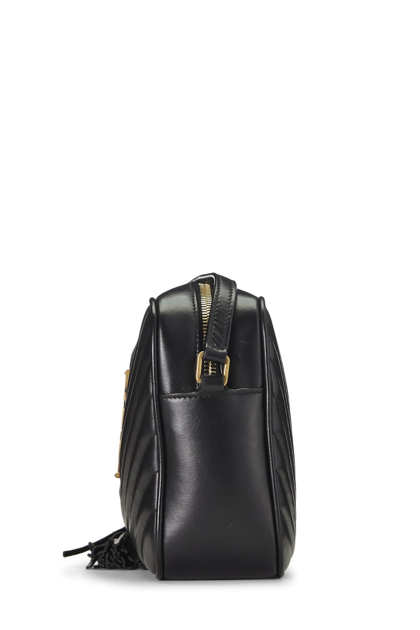 Yves Saint Laurent, Bolso para cámara Lou de piel de becerro acolchado negro Pre-Loved, Negro