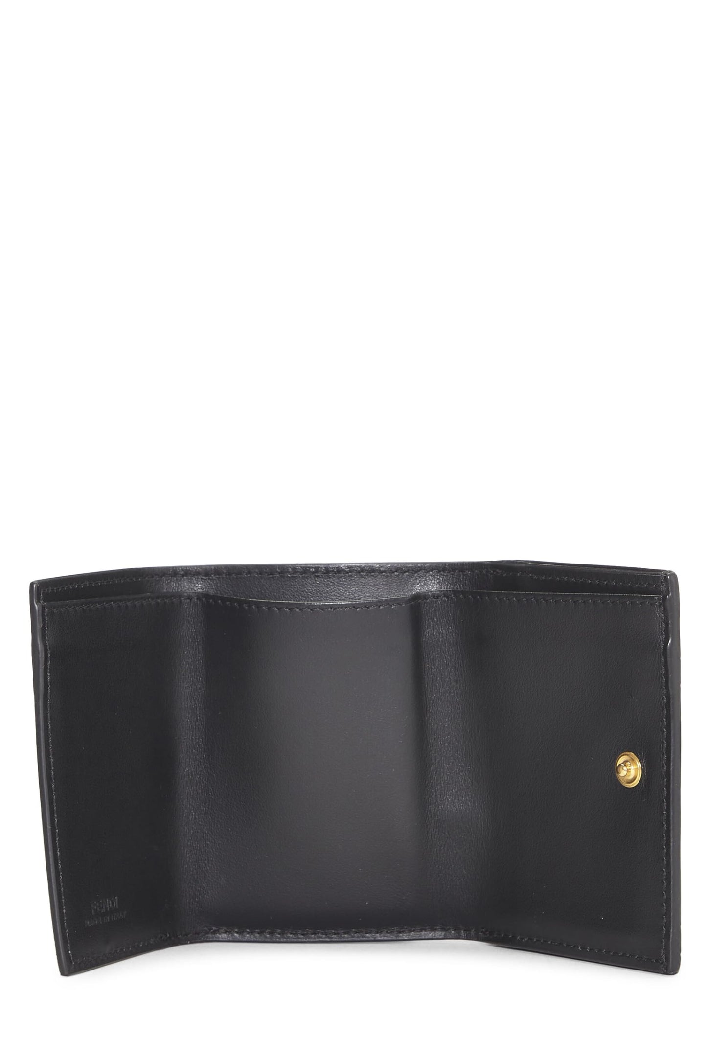 Fendi, Pre-Loved Black Leather 'F is Fendi' Compact Wallet, Black