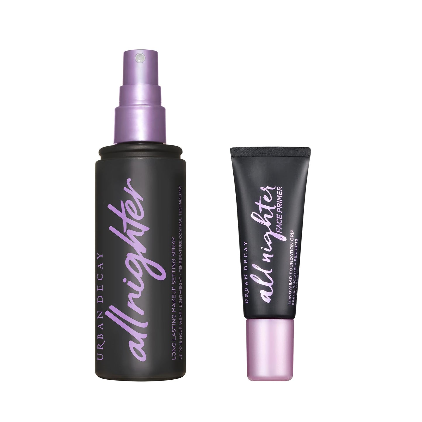 Urban Decay All Nighter Setting Spray + Travel Primer Bundle - Maquillage longue tenue - Spray fixateur de finition naturelle (4 fl oz) + Base de maquillage (0,28 fl oz)