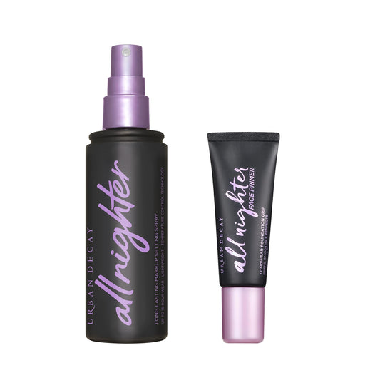 Urban Decay All Nighter Setting Spray + Travel Primer Bundle - Long-lasting Makeup - Natural Finish Setting Spray (4 fl oz) + Makeup Primer (0.28 fl oz)