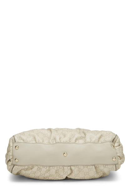 Gucci, Pre-Loved White Guccissima D-Ring Abbey Zip Tote, White