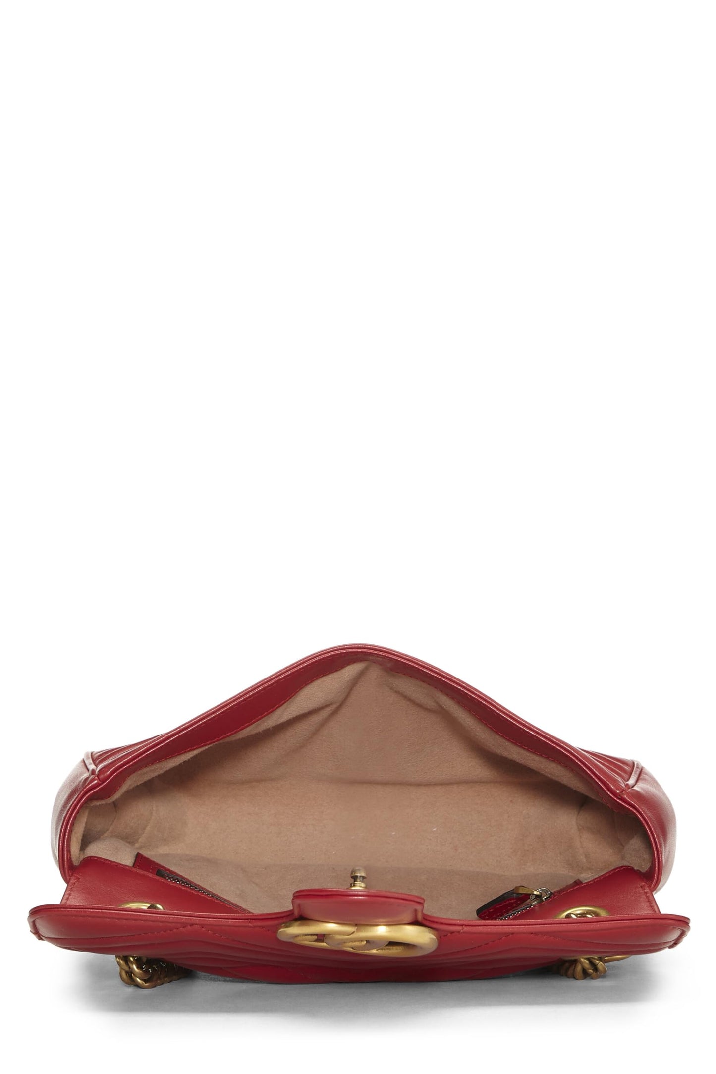 Gucci, sac à bandoulière GG Marmont en cuir rouge d'occasion, petit modèle, rouge