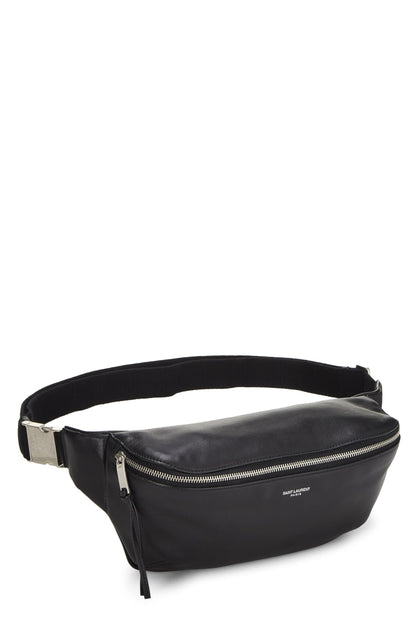 Yves Saint Laurent, Pre-Loved Black Leather Waist Pouch, Black