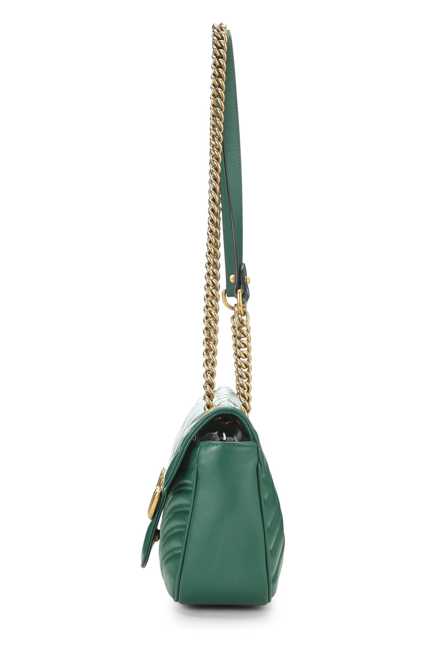 Gucci, sac à bandoulière GG Marmont en cuir vert d'occasion, petit modèle, vert