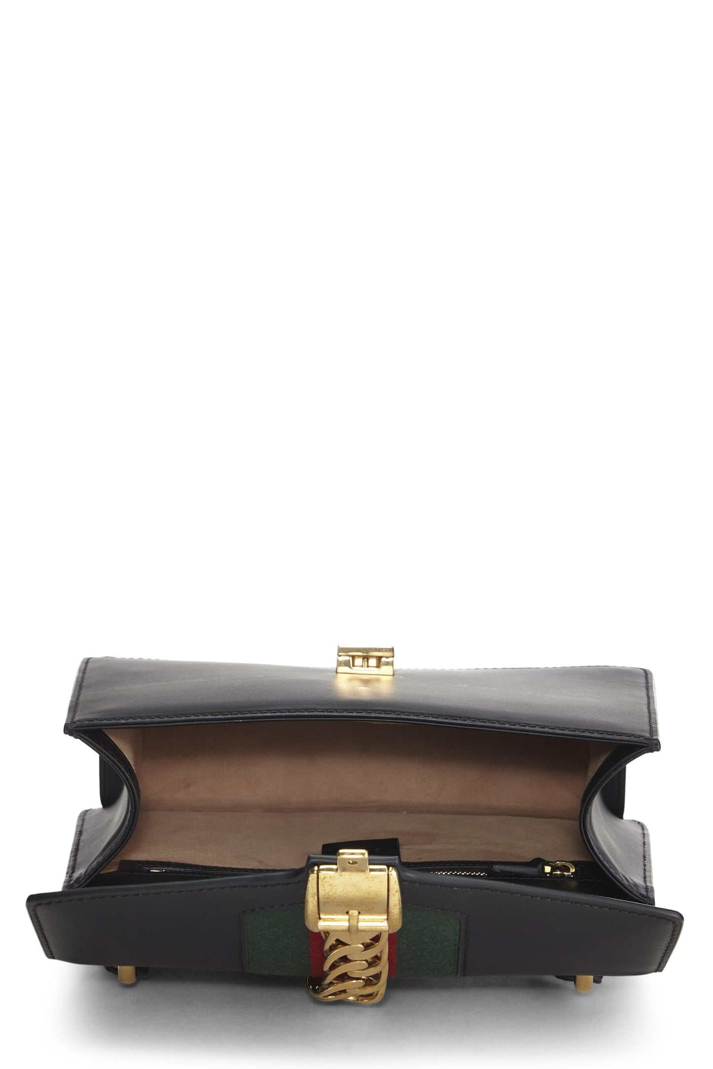 Gucci, petit sac bandoulière en cuir noir Web Sylvie d'occasion, noir