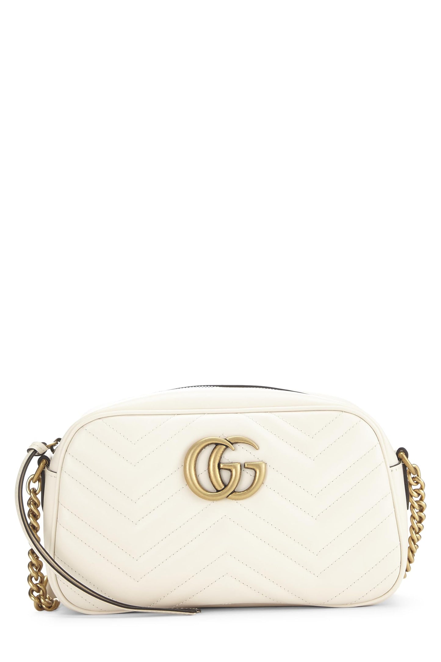 Gucci, petit sac bandoulière GG Marmont en cuir blanc d'occasion, blanc