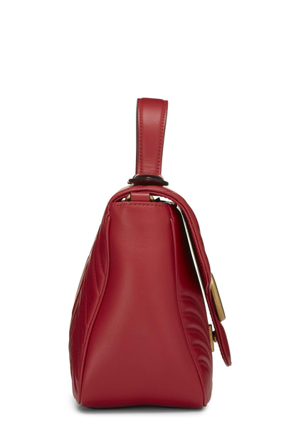 Gucci, sac à main GG Marmont en cuir rouge d'occasion, petit modèle, rouge