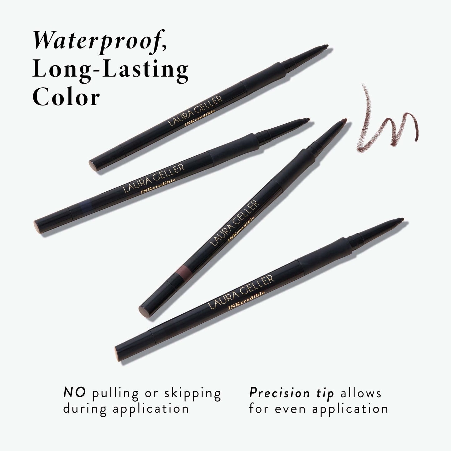 Crayon pour les yeux LAURA GELLER NEW YORK INKcredible Precise Gel Waterproof anti-taches avec taille-crayon intégré, Indigo Night + Blackbird (2 pièces)