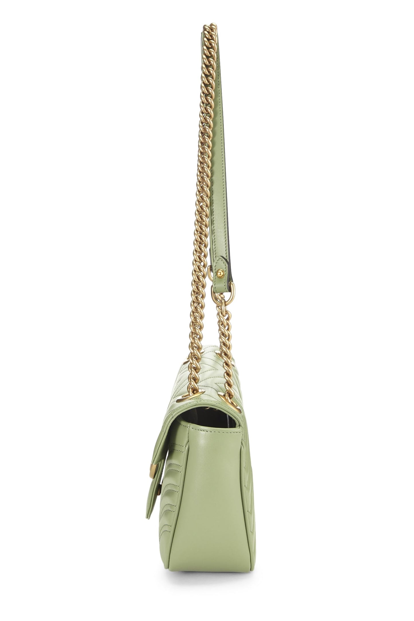 Gucci, sac à bandoulière GG Marmont Torchon en cuir vert d'occasion, petit modèle, vert