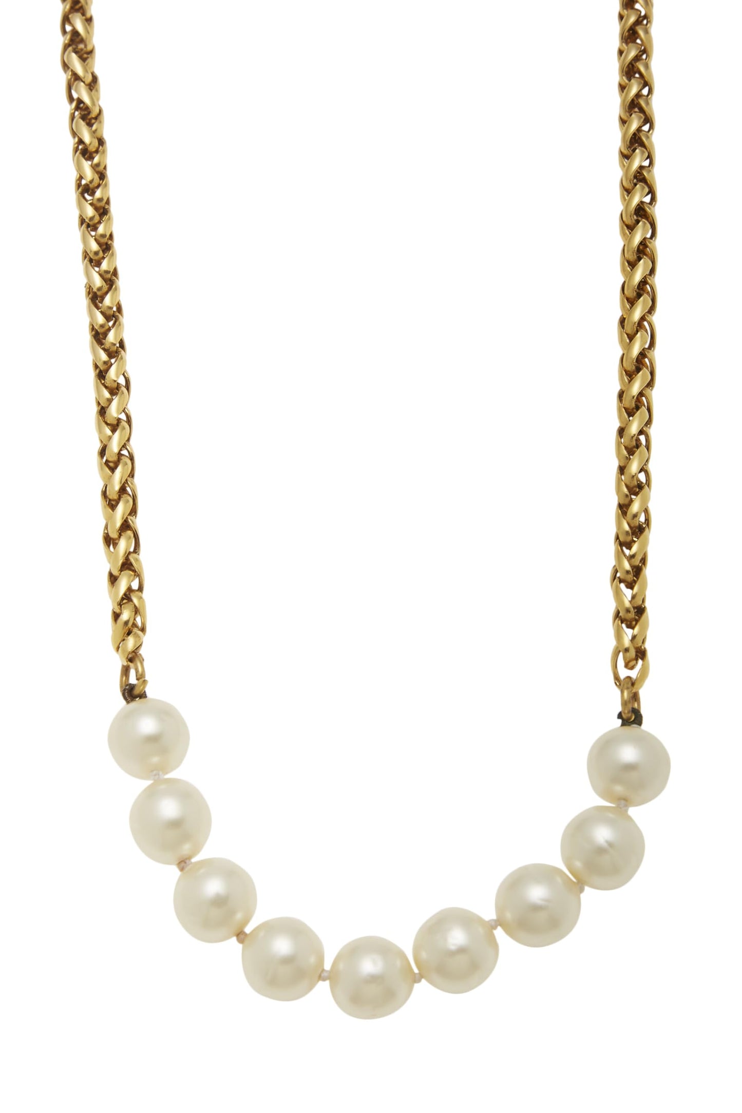 Chanel, Pre-Loved Gold & Faux Pearl Necklace, Gold