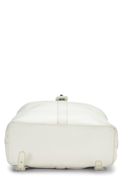 Chanel, Mochila grande de caviar blanco Pre-Loved, Blanco