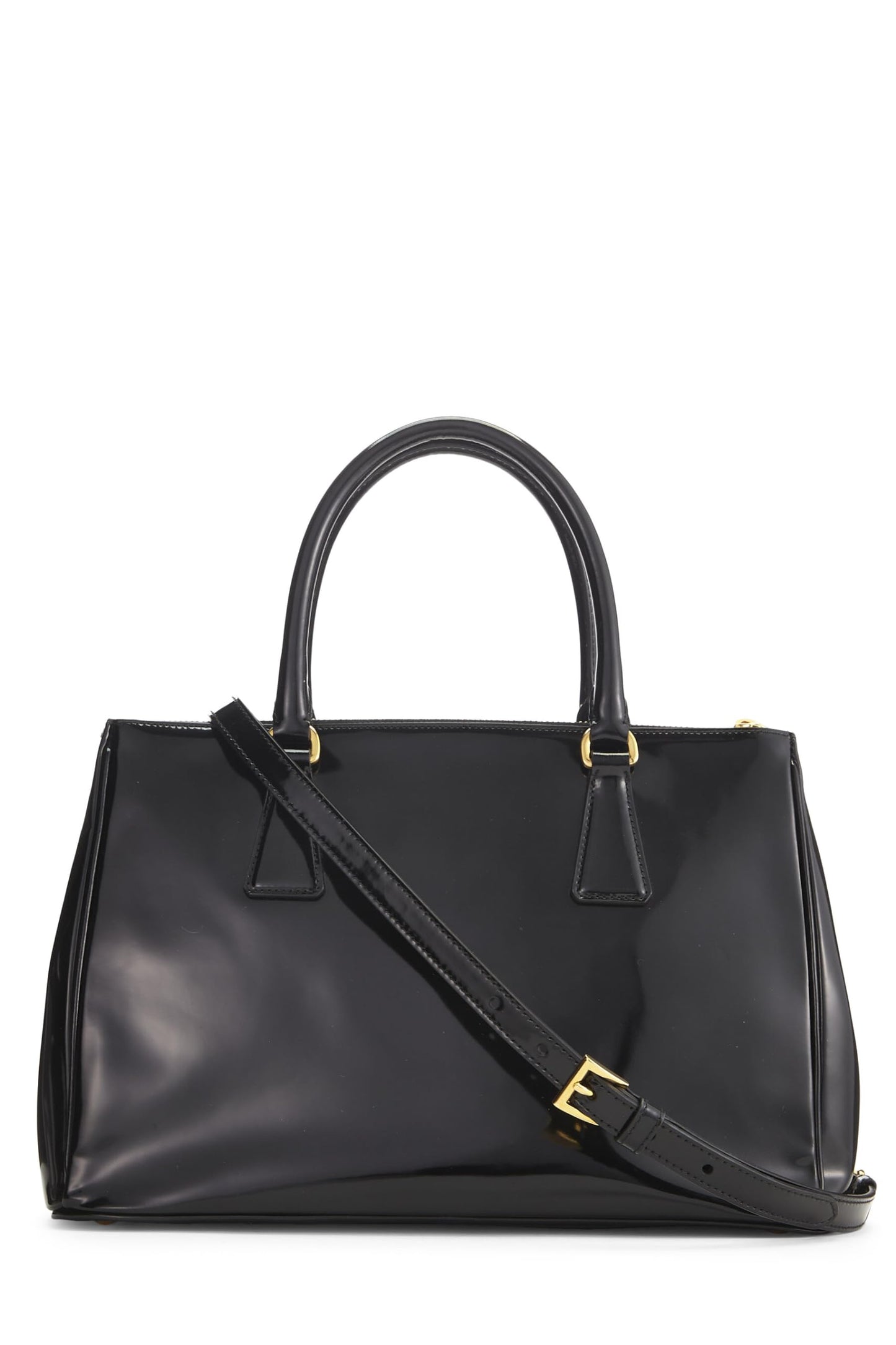 Prada, petit sac fourre-tout en cuir verni noir d'occasion, noir