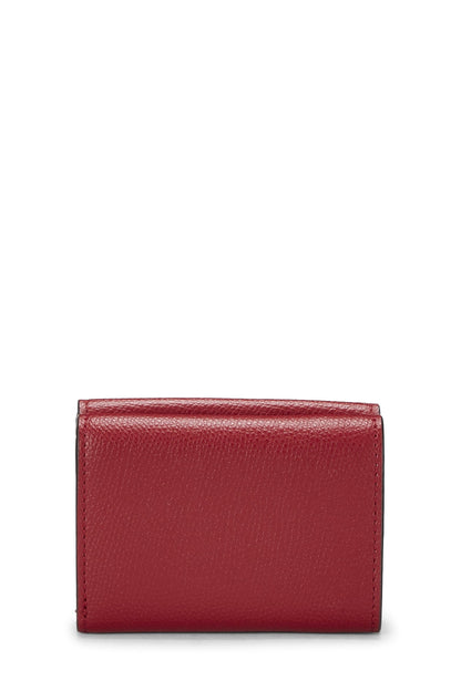 Fendi, portefeuille compact « FF » en cuir rouge d'occasion, rouge