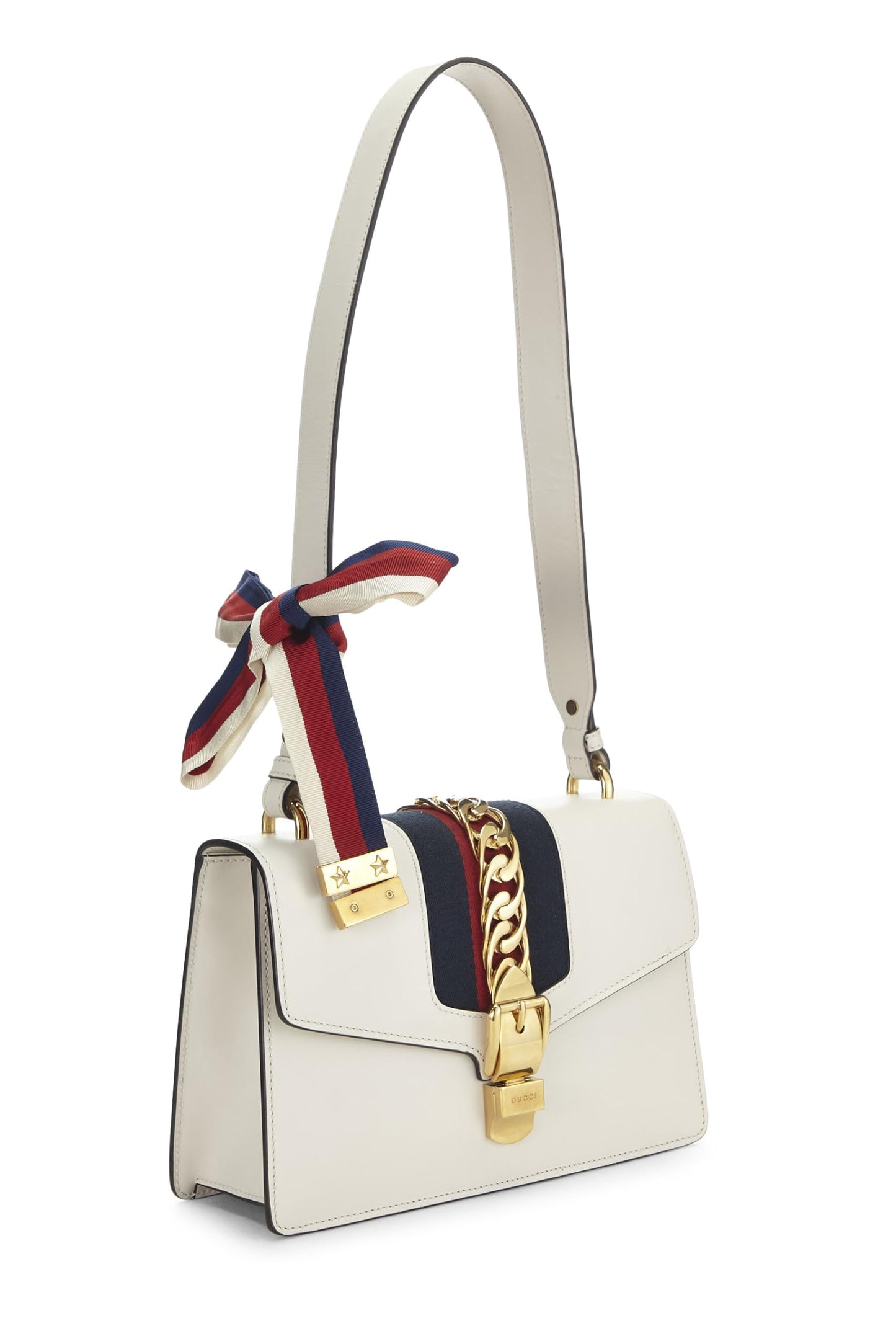 Gucci, Bolso de hombro Sylvie de cuero blanco Pre-Loved, Blanco