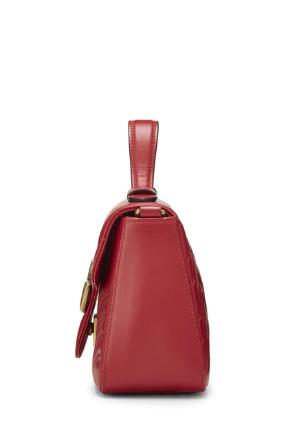 Gucci, Mini sac à main en cuir rouge GG Marmont d'occasion, rouge