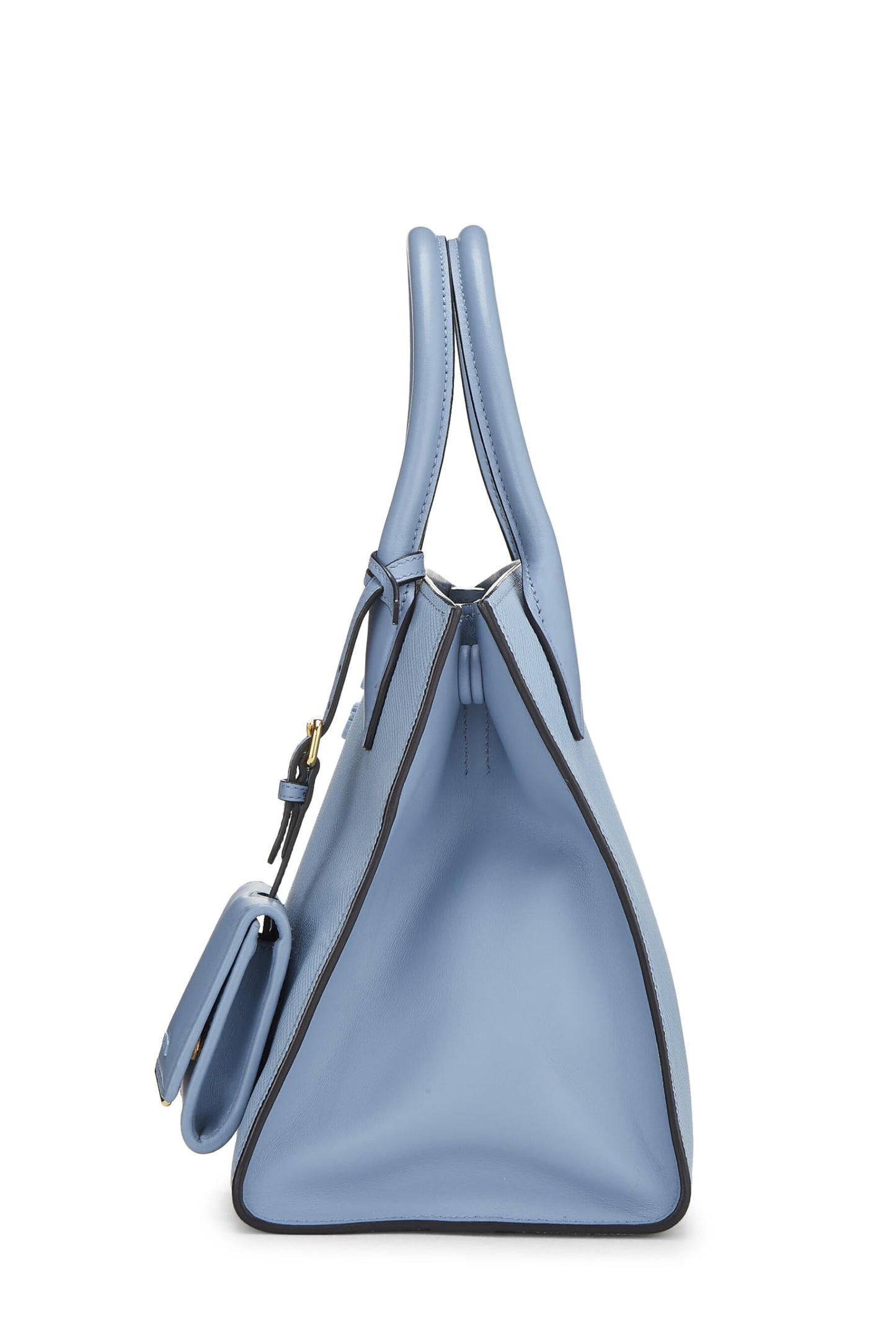 Prada, sac monochrome en cuir Saffiano bleu d'occasion, petit modèle, bleu