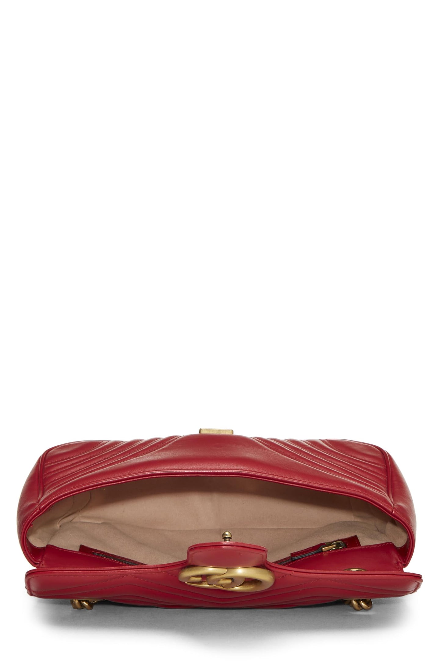 Gucci, Pre-Loved Red Leather GG Marmont Shoulder Bag Small, Red