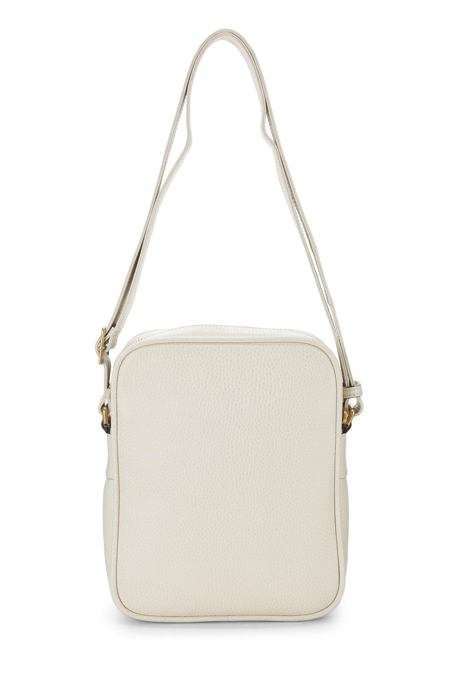 Gucci, sac photo vertical en cuir à imprimé logo blanc, petit modèle, d'occasion, blanc