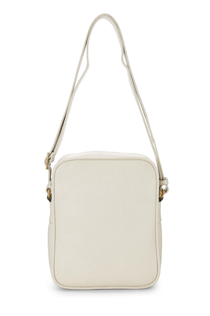 Gucci, Pre-Loved White Logo Print Leather Vertical Camera Bag Small, White