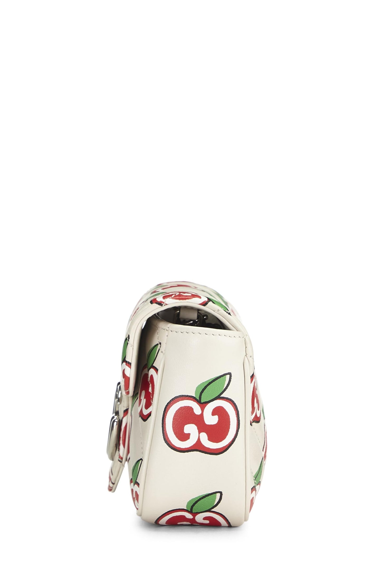 Gucci, Pre-Loved Marmont Super Mini de cuero blanco y multicolor para el día de San Valentín, Blanco