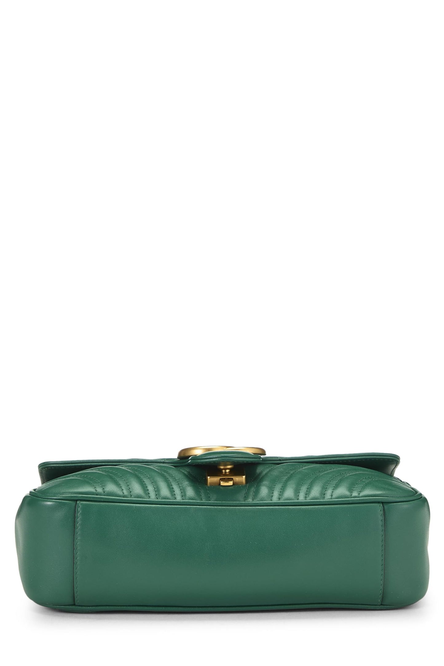 Gucci, Pre-Loved Green Leather GG Marmont Shoulder Bag Small, Green