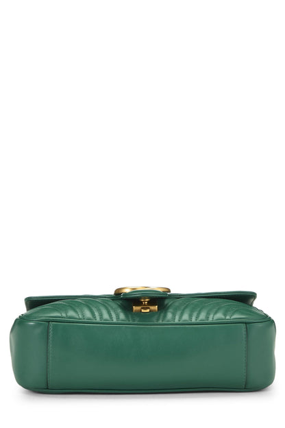 Gucci, sac à bandoulière GG Marmont en cuir vert d'occasion, petit modèle, vert