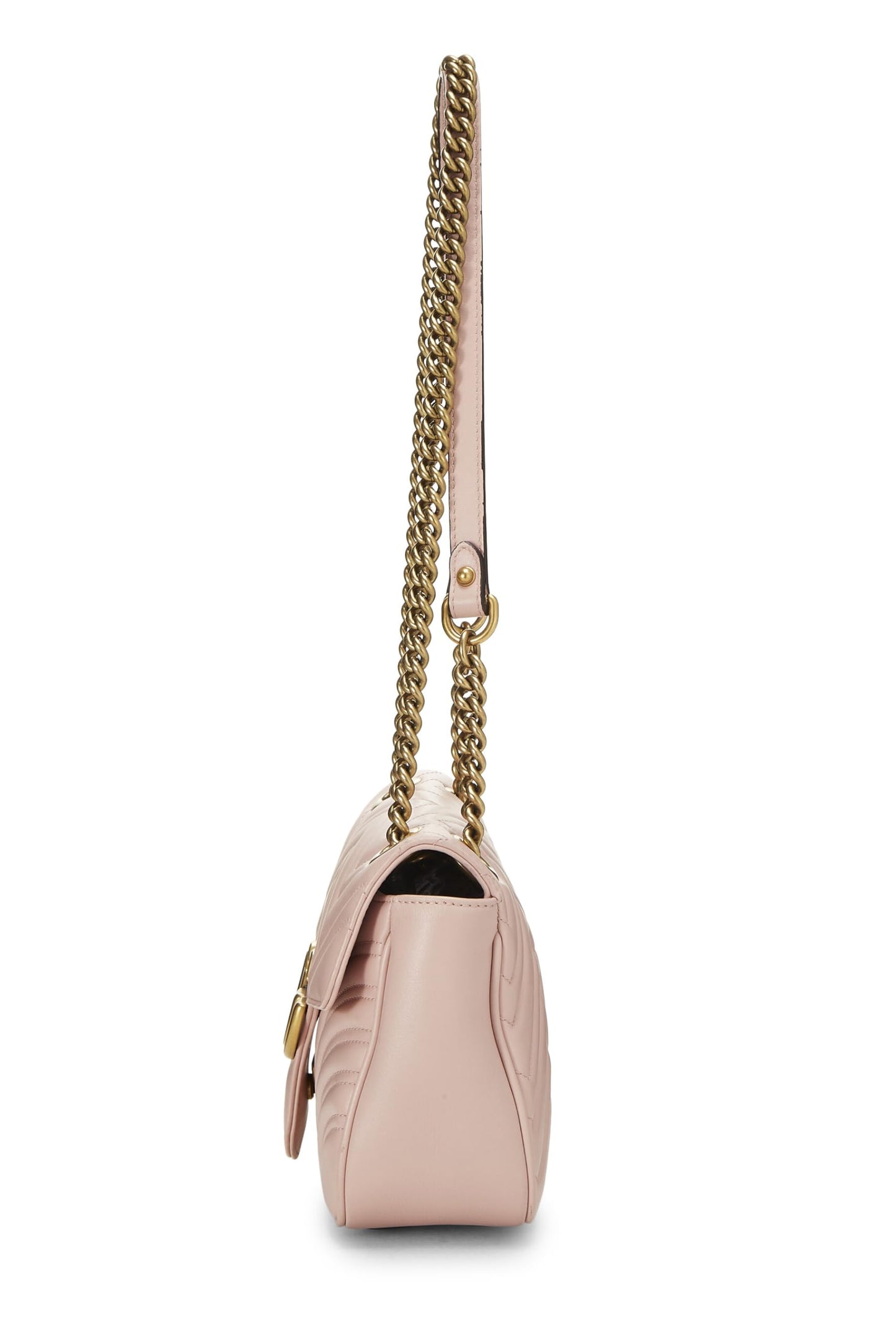 Gucci, sac à bandoulière GG Marmont en cuir rose d'occasion, petit modèle, rose