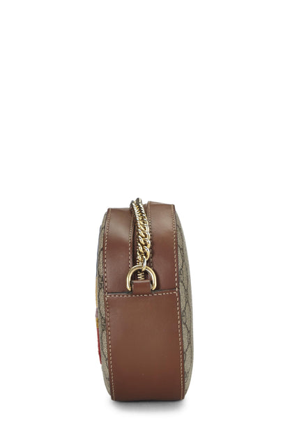 Gucci, Mini sac bandoulière en toile GG Supreme Bird Chain d'occasion, marron