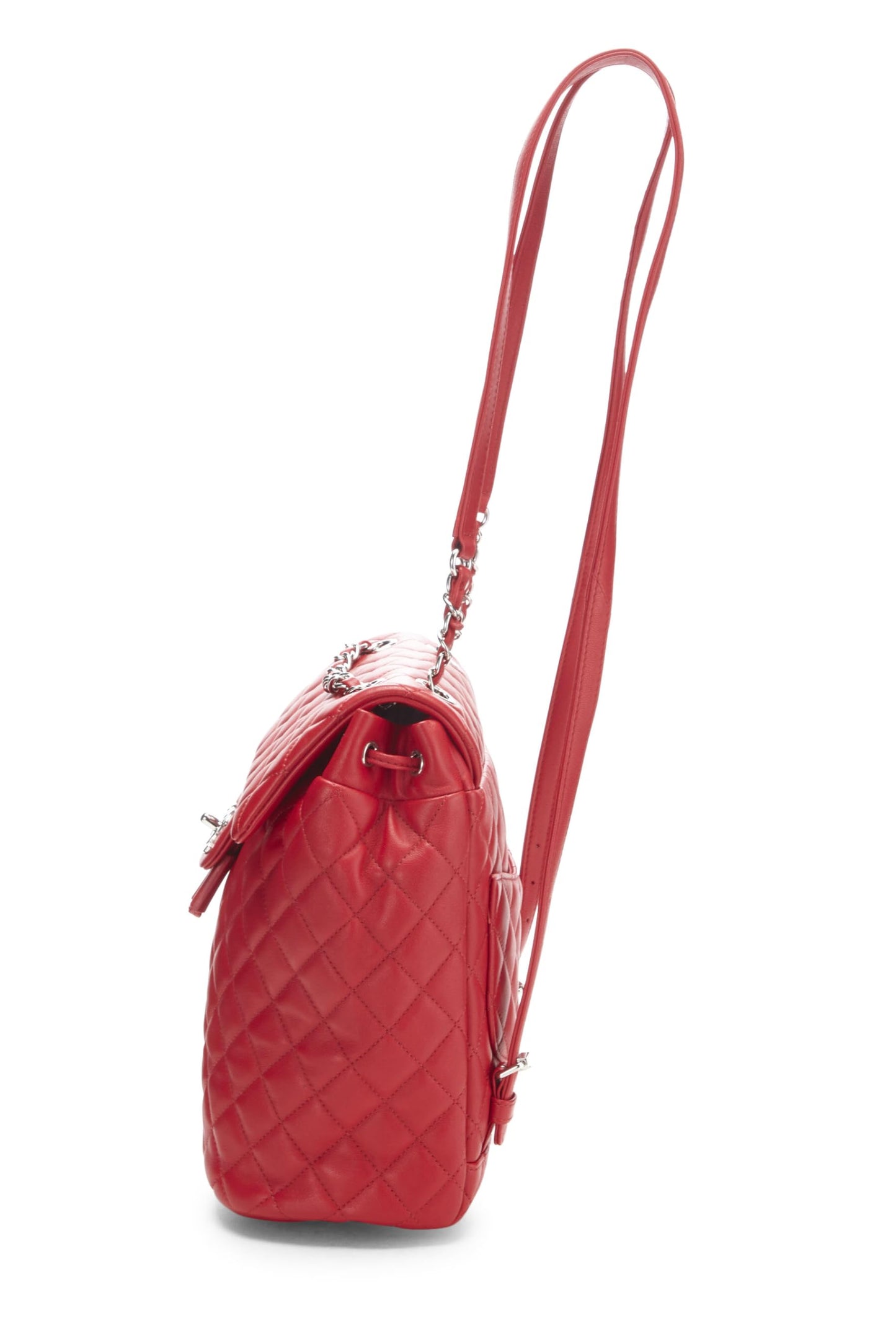 Chanel, Mochila Urban Spirit grande de piel de cordero acolchada roja Pre-Loved, Rojo