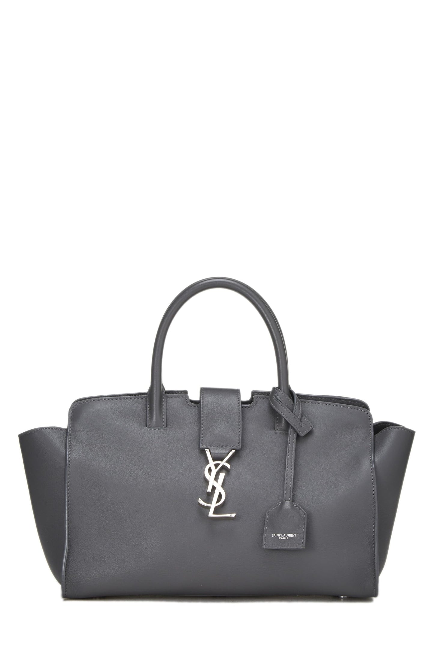 Yves Saint Laurent, Cabas Downtown Baby en cuir de veau gris d'occasion, gris