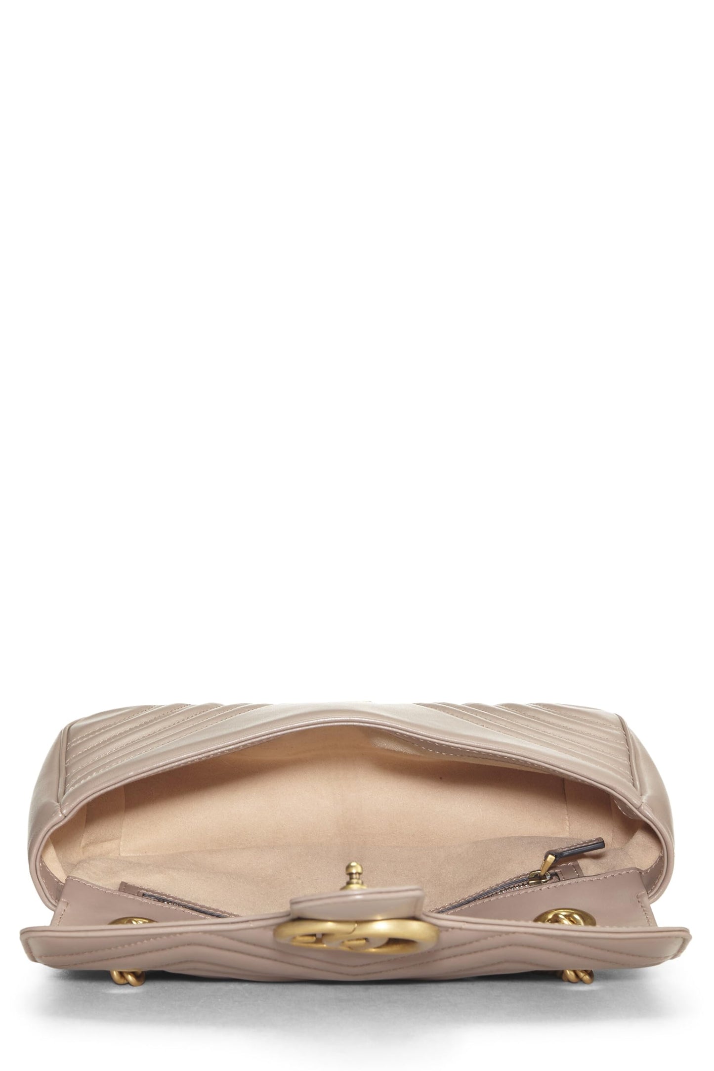 Gucci, sac à bandoulière GG Marmont en cuir beige d'occasion, petit modèle, beige