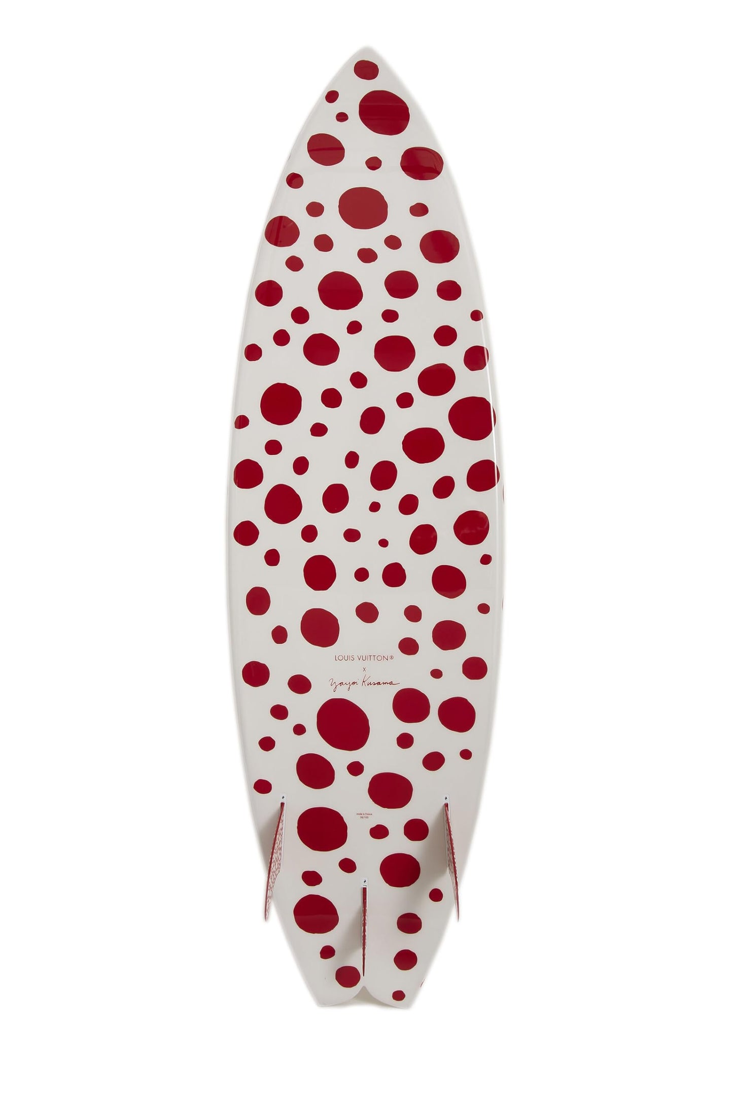 Louis Vuitton, tabla corta Yayoi Kusama x Louis Vuitton de segunda mano con puntos infinitos rojos y blancos, multicolor